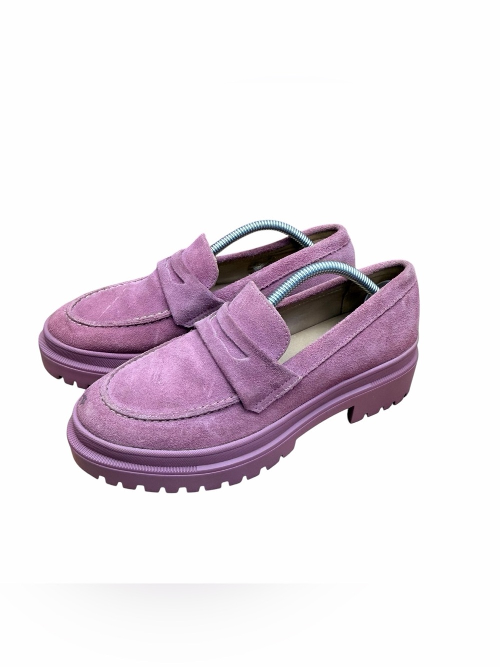 PATINA size 7.5 Portland Leather ZOE CHUNKY Penny Pink Suede Lug Sole Loafers
